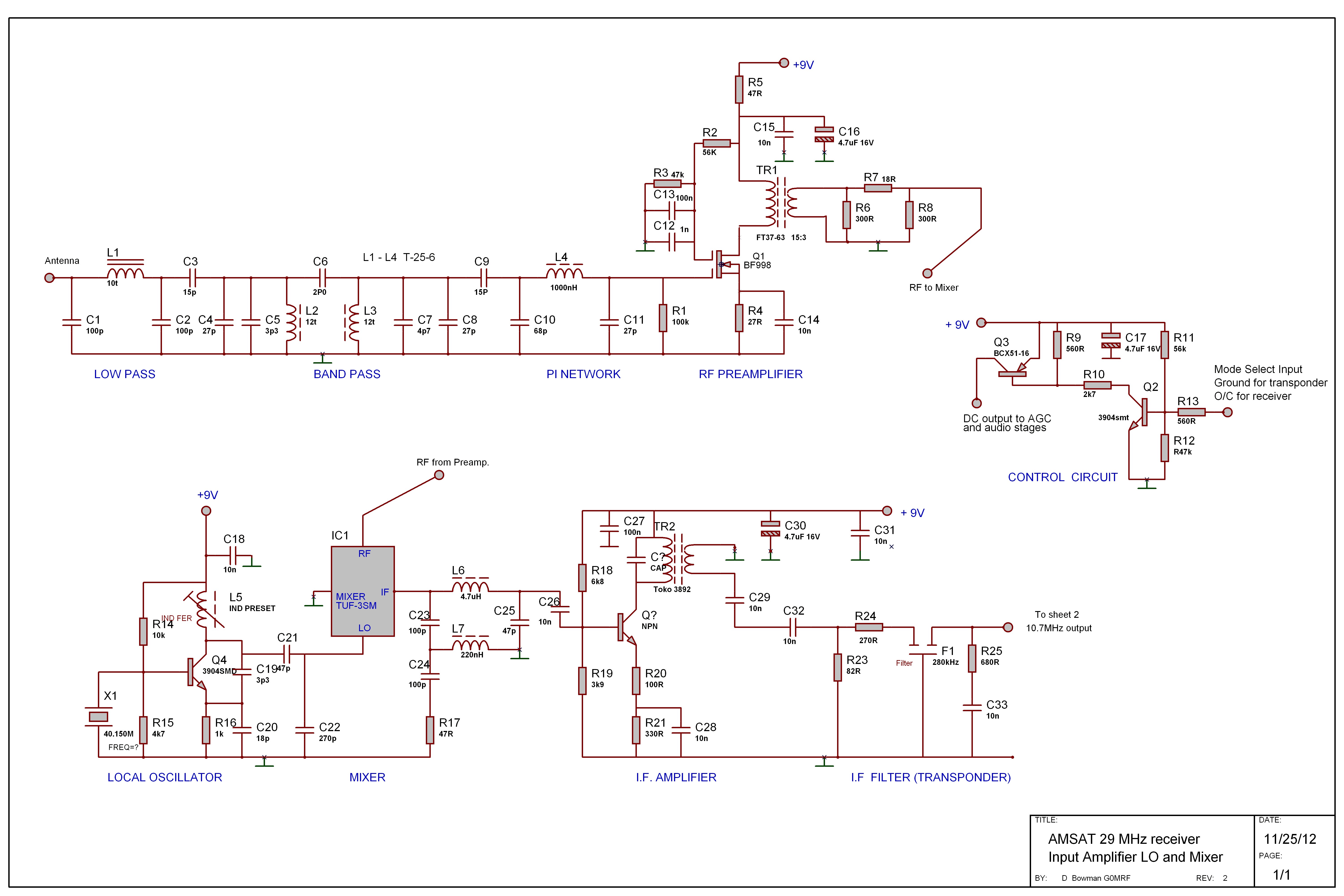 G0MRF 29.45 MHz Receiver Project | AMSAT-UK subwoofer amplifier circuit diagrams download 