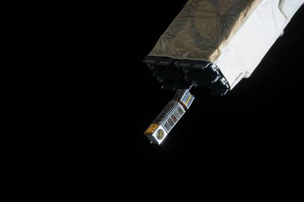 MicroMAS and Lambda-Sat deploying from the ISS on March 4 2015 - Image NASA / NanoRacks